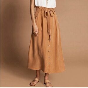 Sancia Lezou Camel Brown Bucket waist maxi skirt size M